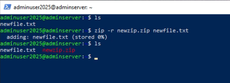 create zip file in ubuntu server