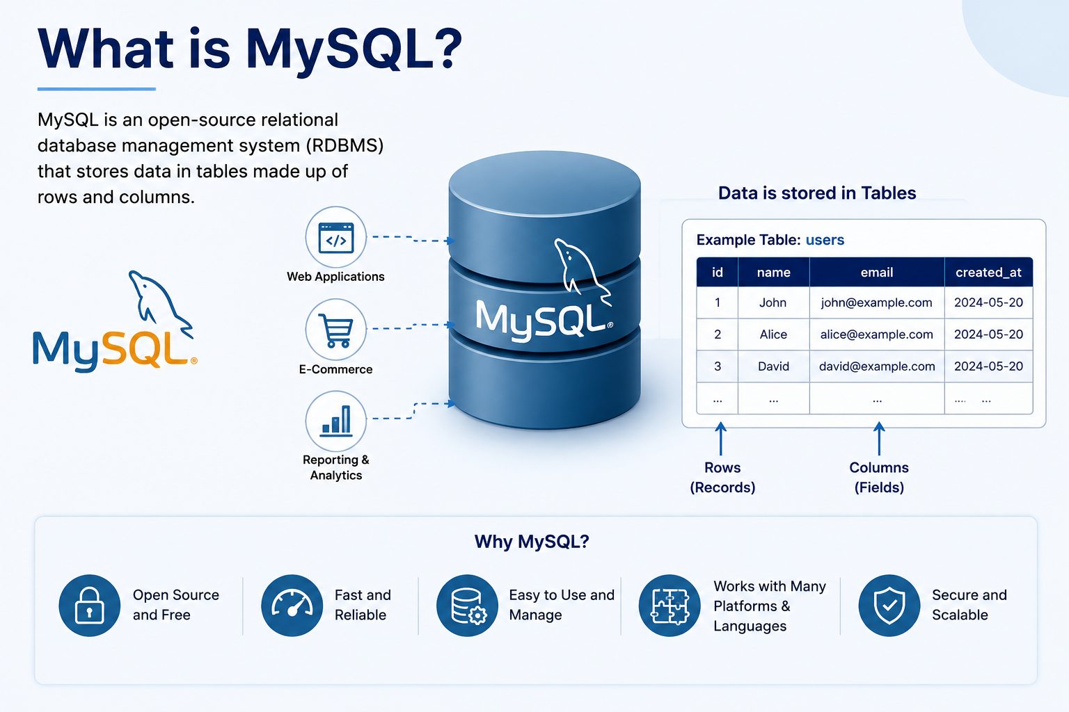 What is MySQL database and how it stores data